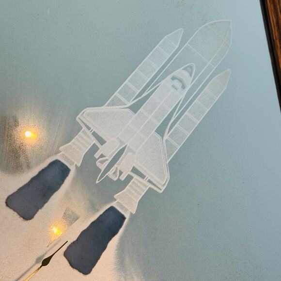 RARE 13' Light Up Space Shuttle Mirror Clock Wall Art WORKS NASA Flicker Lamp - Picture 3 of 12